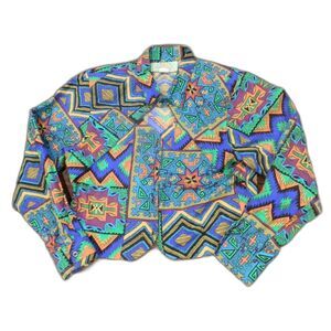 Vintage Stokers by Island Cowboy 80s print women's Long Sleeve Shirt Size Medium